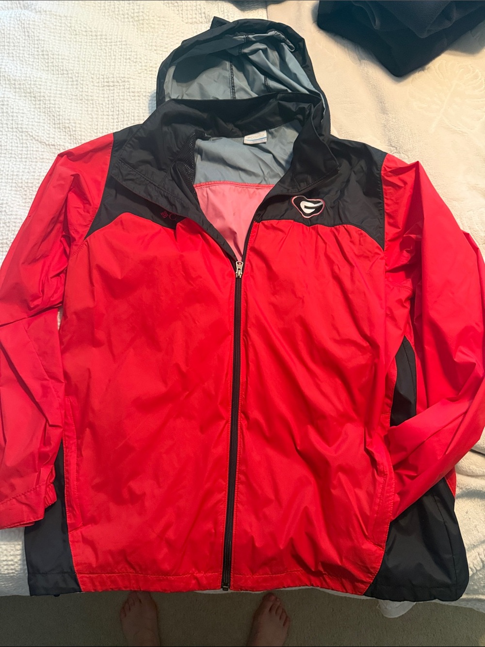 Columbia UGA Red and Black Hooded Jacket with Gray Lining